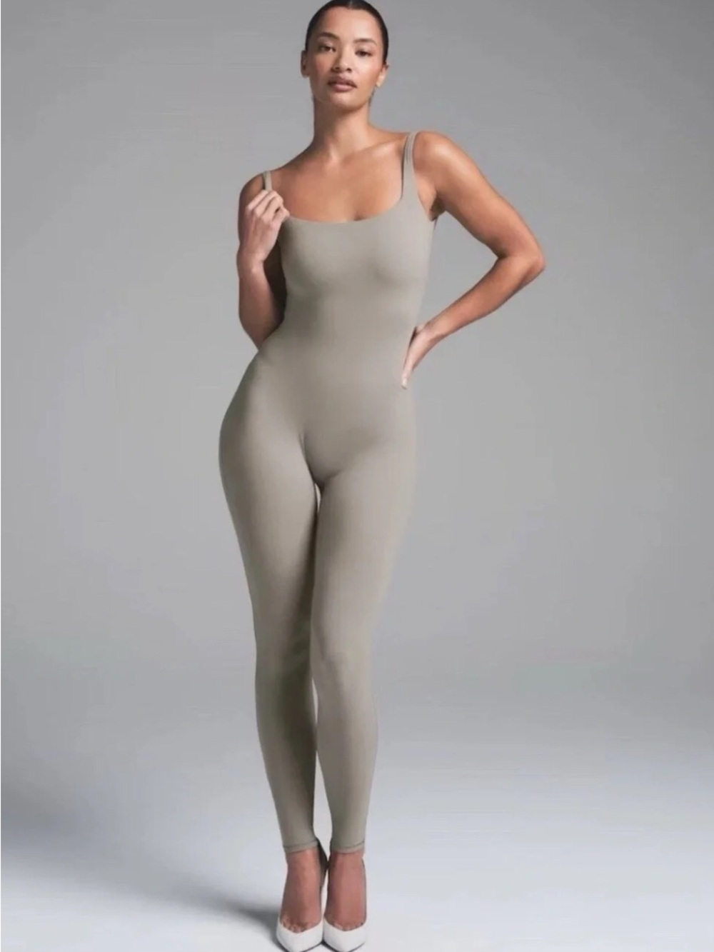 SKIMS Fits Everybody Square-Neck Jumpsuit in Smoke